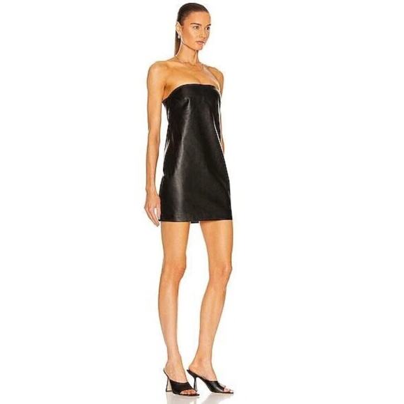 RtA Kailey Dress Black Lambskin Mini Back Cut Out Leather Size 6 - Picture 2 of 7